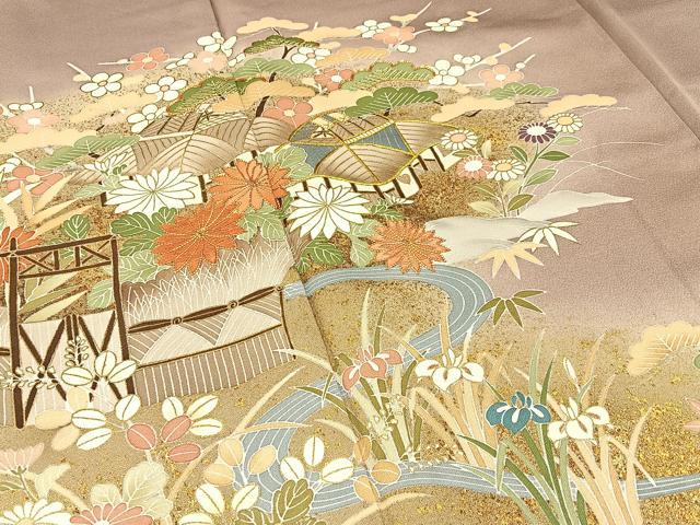 平和屋着物●創業460年・千總 色留袖 駒刺繍 松竹梅 御所解文 暈し染め 金彩 正絹 逸品 BAAW5048hj