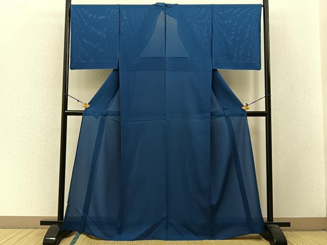 平和屋着物*夏物 色無地 絽 青藍色 正絹 逸品 BAAW5061hj