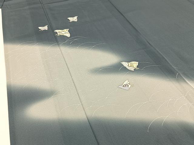 平和屋着物*夏物 訪問着 絽 千鳥 暈し染め 銀彩 正絹 逸品 BAAW5062hj