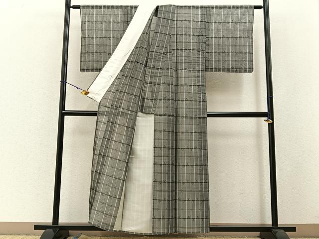 平和屋着物*夏物 本場琉球絣 夏琉球 格子柄 正絹 逸品 BAAW5067hj