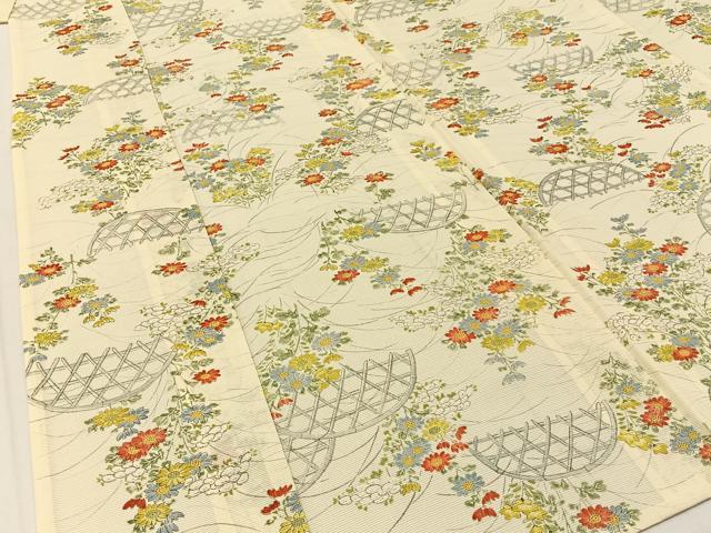 平和屋着物*夏物 小紋 絽 手描き 籬草花文 正絹 逸品 BAAW5072hj