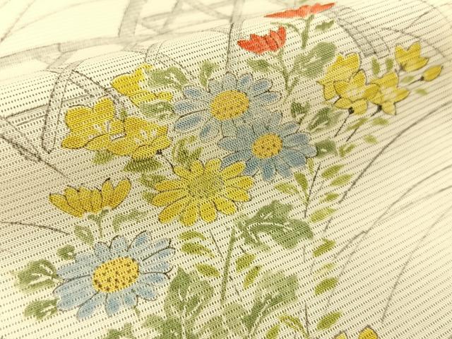 平和屋着物*夏物 小紋 絽 手描き 籬草花文 正絹 逸品 BAAW5072hj