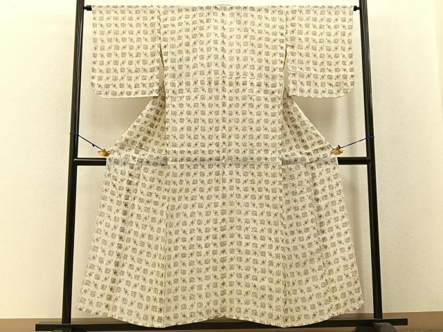 平和屋着物*夏物 本場小千谷ちぢみ 草花文 麻 逸品 BAAW5086hj