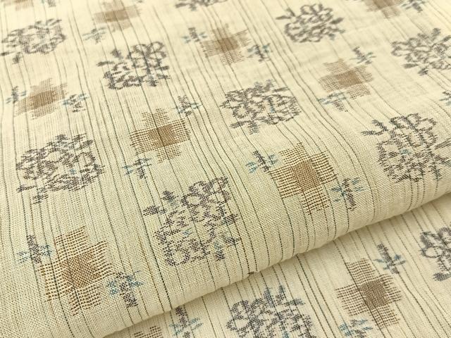 平和屋着物*夏物 本場小千谷ちぢみ 草花文 麻 逸品 BAAW5086hj