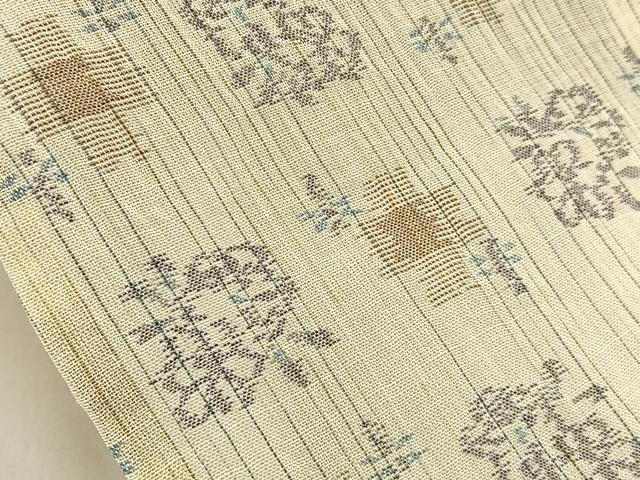 平和屋着物*夏物 本場小千谷ちぢみ 草花文 麻 逸品 BAAW5086hj