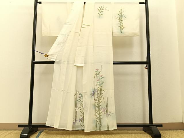平和屋着物*夏物 訪問着 絽 手描き 草花文 暈し染め 正絹 逸品 BAAW5087hj