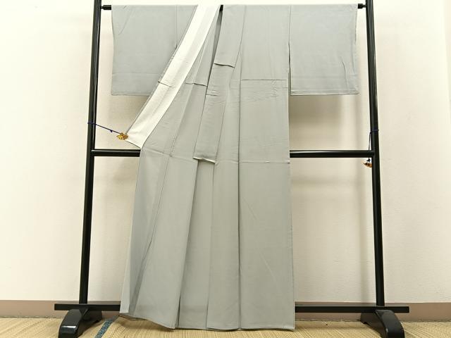 平和屋着物*夏物 色無地 絽 千草鼠色 正絹 逸品 BAAW5088hj