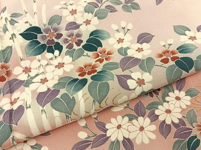 平和屋着物▽訪問着 単衣 流水花文 暈し染め 金彩 正絹 逸品 BAAW5091hj