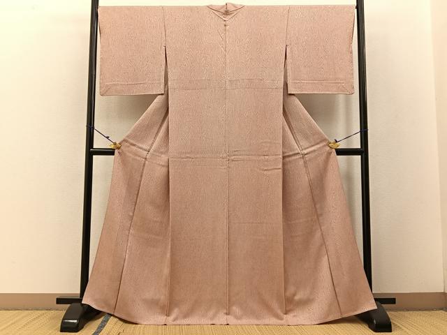 平和屋着物▽上質な小紋 単衣 地紋起こし 杢目文様 正絹 逸品 BAAW5092hj