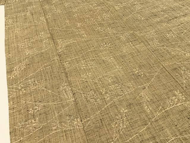 平和屋着物▽上質な紬 単衣 枝花文 正絹 逸品 BAAW5094hj