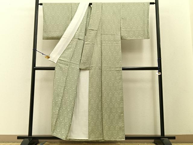 平和屋着物▽上質な小紋 単衣 草花文 正絹 逸品 BAAW5095hj