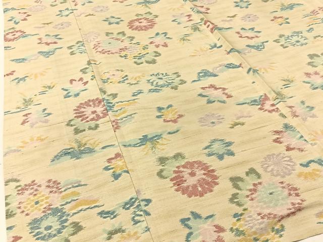 平和屋着物▽上質な紬 単衣 菊楓文 正絹 逸品 BAAW5096hj
