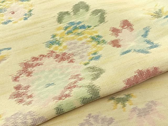 平和屋着物▽上質な紬 単衣 菊楓文 正絹 逸品 BAAW5096hj