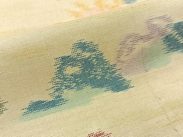 平和屋着物▽上質な紬 単衣 菊楓文 正絹 逸品 BAAW5096hj