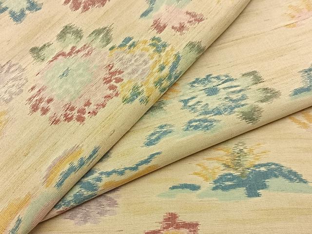 平和屋着物▽上質な紬 単衣 菊楓文 正絹 逸品 BAAW5096hj