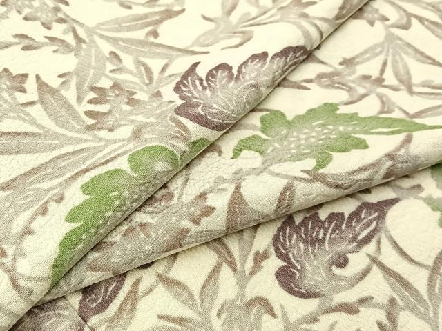 平和屋着物▽上質な小紋 単衣 草花文 正絹 逸品 BAAW5097hj