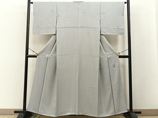 平和屋着物●京友禅作家 山科春宣監修 色無地 御所解地紋 薄雲鼠色 正絹 逸品 BAAW5110hj