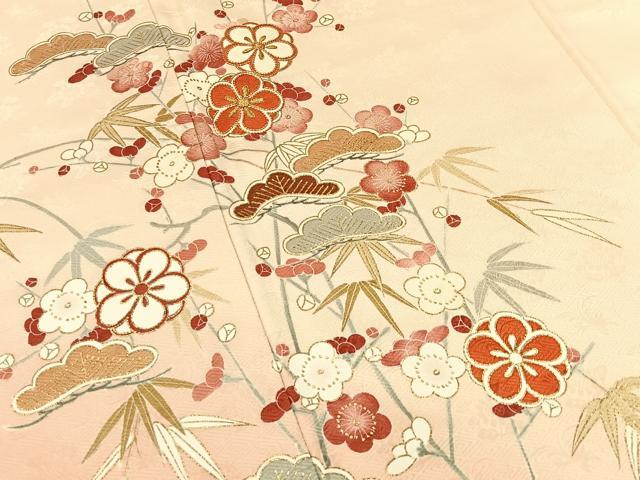 平和屋着物●訪問着 駒刺繍 松竹梅 暈し染め 金彩 正絹 逸品 BAAW5116hj