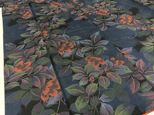 平和屋着物●本場染大島紬 草花文 正絹 逸品 BAAW5119hj