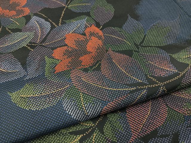 平和屋着物●本場染大島紬 草花文 正絹 逸品 BAAW5119hj