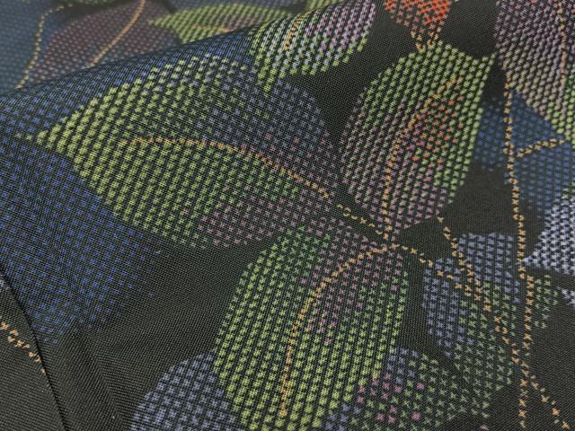 平和屋着物●本場染大島紬 草花文 正絹 逸品 BAAW5119hj