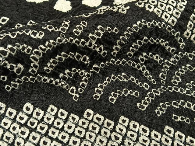 平和屋着物●訪問着 総絞り 流水笹梅文 黒地 正絹 逸品 BAAW5121hj