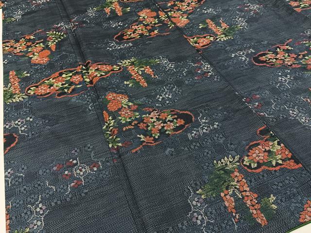 平和屋着物●本場大島紬 9マルキ 雲取枝垂れ藤花文 正絹 逸品 BAAW5126hj