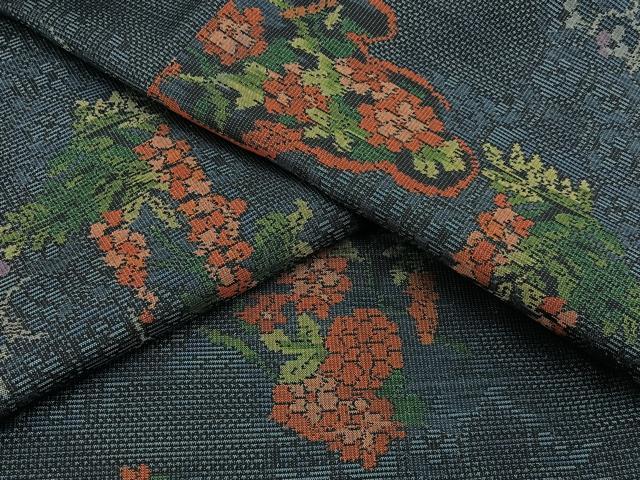 平和屋着物●本場大島紬 9マルキ 雲取枝垂れ藤花文 正絹 逸品 BAAW5126hj