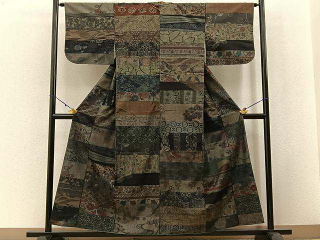 平和屋着物●小千谷紬 百柄 吉祥花文 正絹 逸品 BAAW5133hj