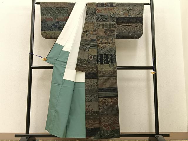 平和屋着物●小千谷紬 百柄 吉祥花文 正絹 逸品 BAAW5133hj