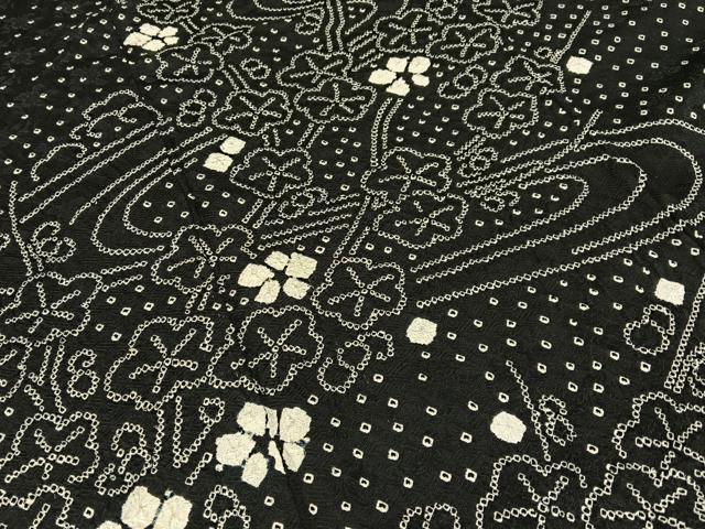 平和屋着物●訪問着 絞り 流水梅文 黒地 正絹 逸品 BAAW5136hj