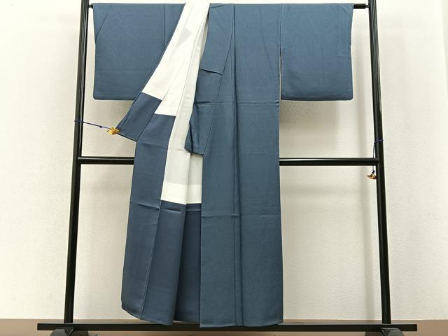 平和屋着物●上質な色無地 鉄御納戸色 正絹 逸品 BAAW5137hj