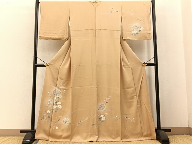平和屋着物●訪問着 駒刺繍 桃山草花文 暈し染め 金彩 正絹 逸品 BAAW5141hj