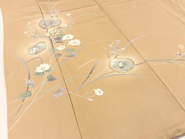 平和屋着物●訪問着 駒刺繍 桃山草花文 暈し染め 金彩 正絹 逸品 BAAW5141hj