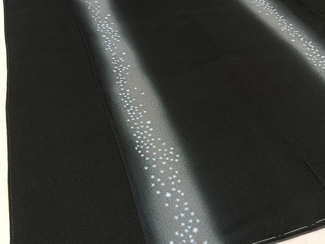 平和屋着物●上質な小紋 星 暈し染め 黒地 正絹 逸品 未使用 BAAW5158hj