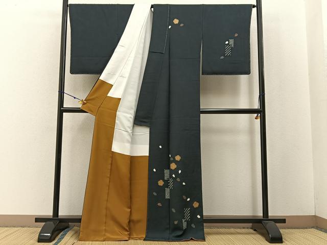 平和屋着物●訪問着 絞り 舞桜文 金彩 ロング丈 正絹 逸品 未使用 BAAW5165hj