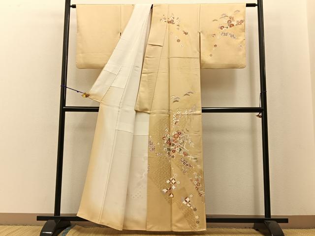 平和屋着物●訪問着 駒刺繍 松竹梅 有職花文 金彩 正絹 逸品 BAAW5167hj
