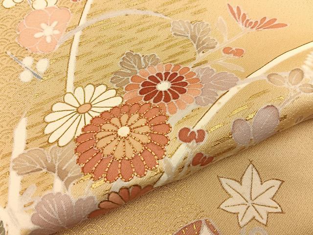平和屋着物●訪問着 駒刺繍 松竹梅 有職花文 金彩 正絹 逸品 BAAW5167hj