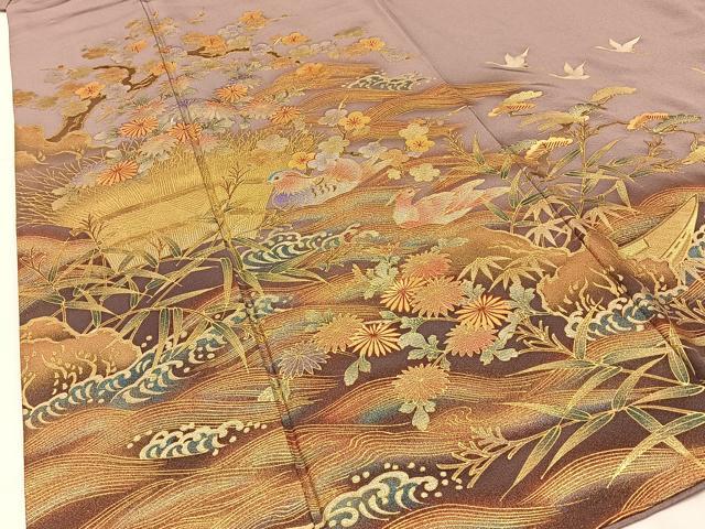 平和屋着物●豪華色留袖 作家物 流水花鳥文 暈し染め 金銀彩 正絹 逸品 BAAW5170hj