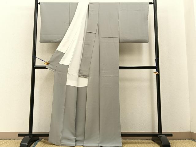 平和屋着物●上質な色無地 作家物 灰青色 正絹 逸品 BAAW5172hj