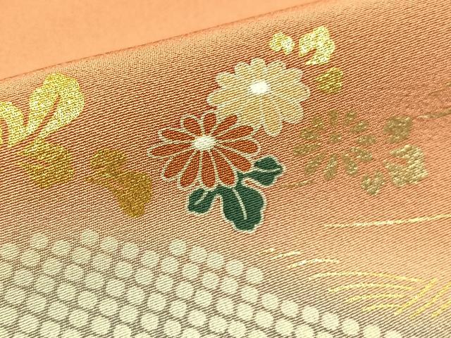 平和屋着物●訪問着 亀甲花蝶文 暈し染め 金彩 正絹 逸品 BAAW5173hj