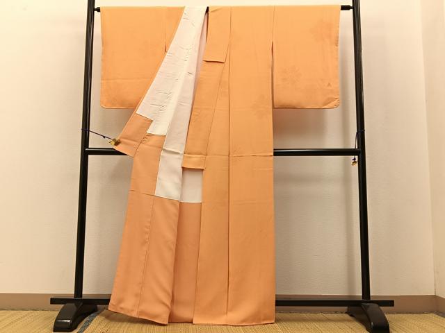 平和屋着物●上質な色無地 花地紋 萱草色 正絹 逸品 BAAW5174hj