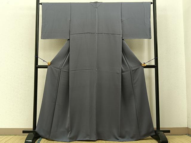 平和屋着物●上質な色無地 薄鼠色 正絹 逸品 BAAW5175hj