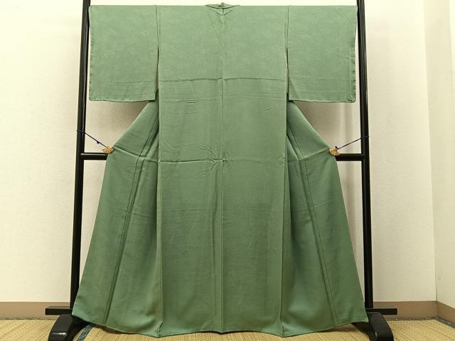 平和屋着物●上質な色無地 若葉色 正絹 逸品 未使用 BAAW5176hj
