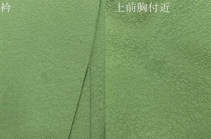 平和屋着物●上質な色無地 紋意匠 松葉色 正絹 逸品 BAAW5177hj