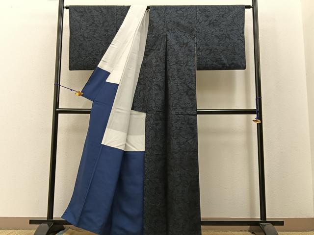 平和屋着物●本場大島紬 草葉文 正絹 逸品 BAAW5178hj