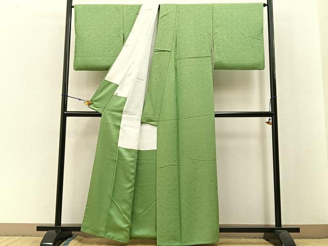 平和屋着物●上質な色無地 花地紋 薄萌黄色 やまと誂製 正絹 逸品 BAAW5184hj