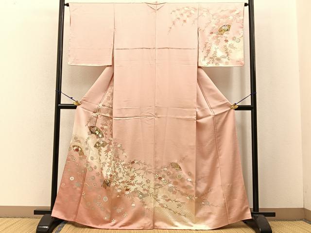 平和屋着物●訪問着 地紙有職花文 暈し染め 金彩 正絹 逸品 BAAW5186hj