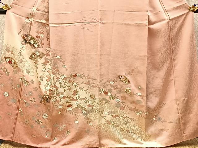 平和屋着物●訪問着 地紙有職花文 暈し染め 金彩 正絹 逸品 BAAW5186hj