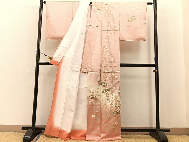 平和屋着物●訪問着 地紙有職花文 暈し染め 金彩 正絹 逸品 BAAW5186hj